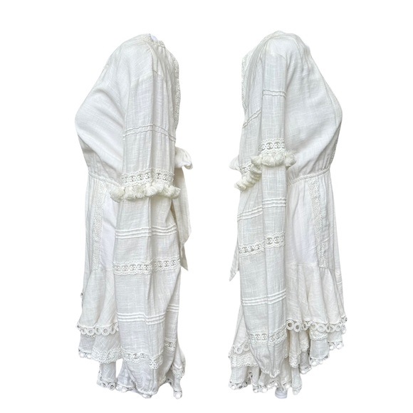 Hemant & Nandita Boho Ruby Long Sleeve Mini Dress White XL - Picture 4 of 8